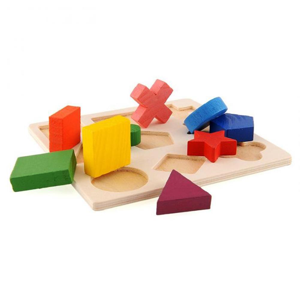 Kids Baby Wooden Toys Puzzle Learning Geometry Puzzles Baby Toy Educational Toys For Children Baby 3D Shapes Wood Jigsaw Puzzles-ebowsos