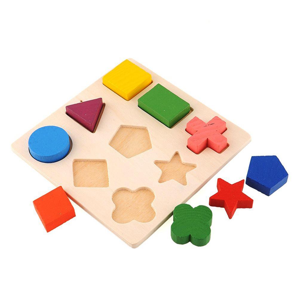 Kids Baby Wooden Toys Puzzle Learning Geometry Puzzles Baby Toy Educational Toys For Children Baby 3D Shapes Wood Jigsaw Puzzles-ebowsos