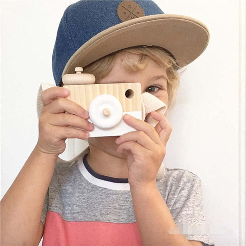 Kids Cute Wooden Camera Toys Children Fashion Accessory Safe Natural Camera Toys Have Fun Birthday Christmas Giftss-ebowsos