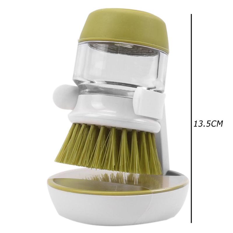 Kitchen Cleaning Brush Utensils Dish Pot Home Wash Up Bracket Easy Place Soft Comfortable Non-slip with Liquid Soap Dispenser - ebowsos