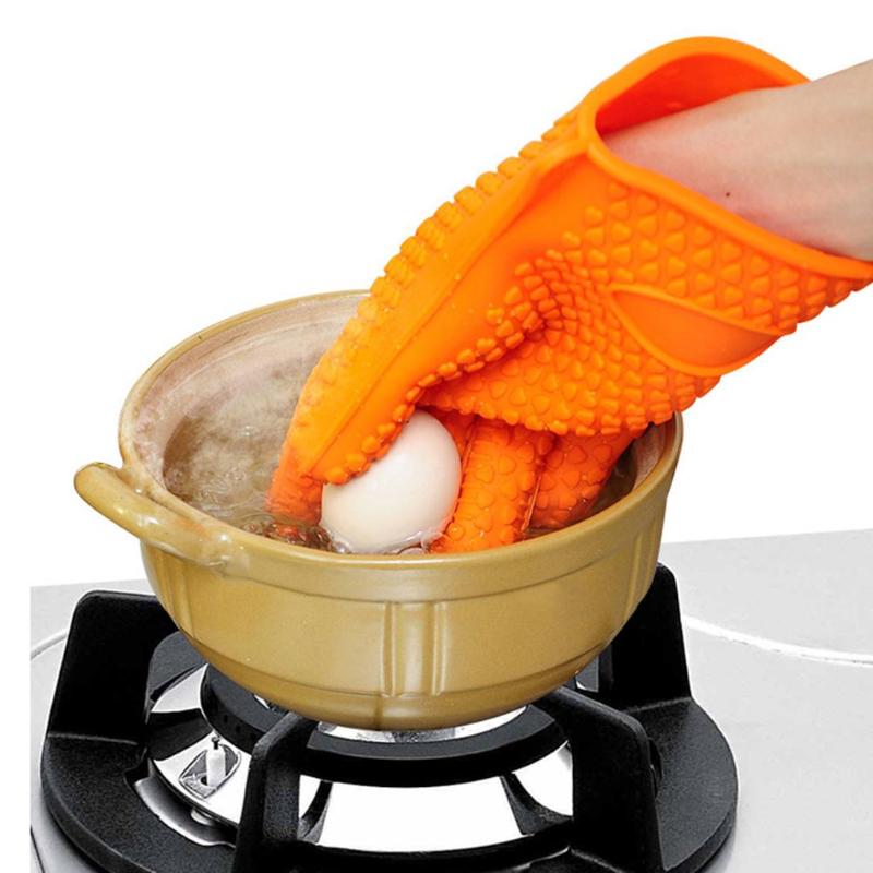 Kitchen Heat Resistant Silicone Glove Oven Pot Holder BBQ Cooking Mitt - ebowsos