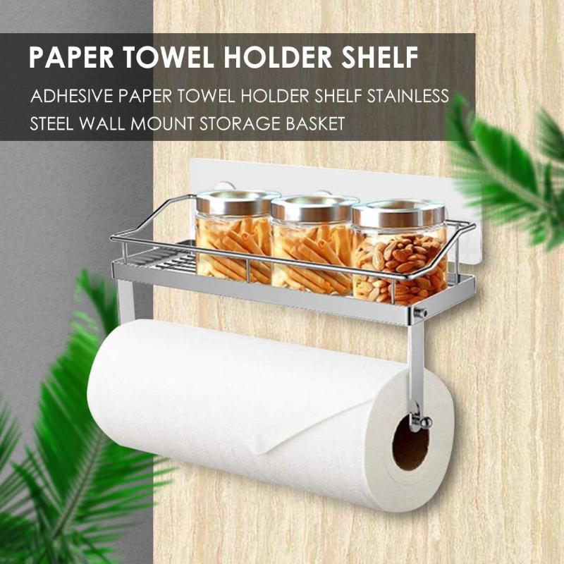 Kitchen Paper Holder Sticky Rack Tissue Organizer Holder Durable Lightweight and Delicate Bathroom Towel Shelf 31x12.5x7cm - ebowsos