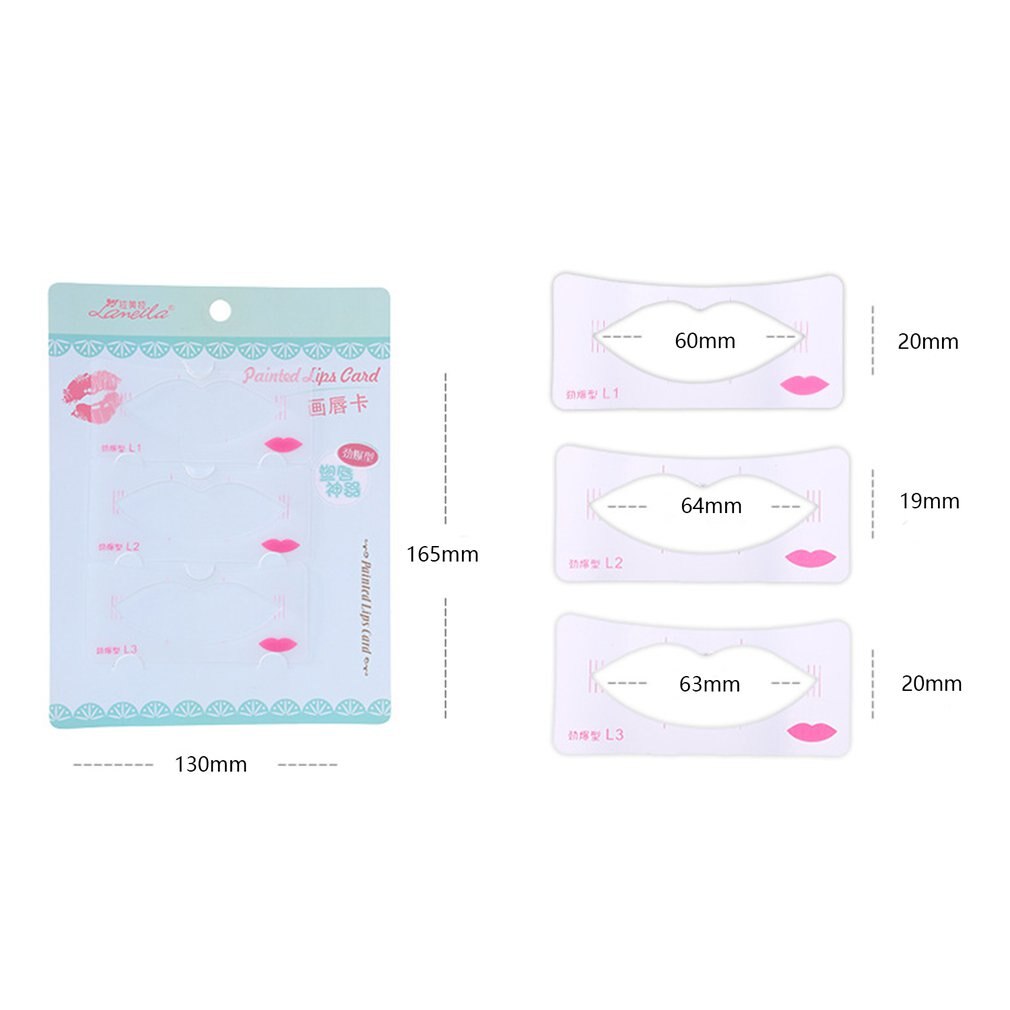 Reusable Painted Lips Card Lip Stencil Lip Drawing Guide Shaping Grooming Template Card Makeup Tools - ebowsos
