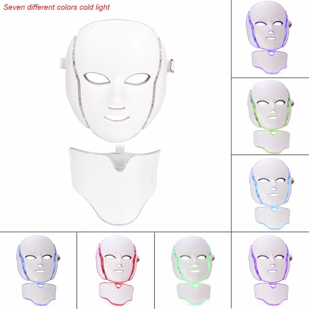 LED 7 Colors Light Facial Mask Machine Photon Therapy Skin Rejuvenation Facial Neck Mask Whitening Electric Device face mask - ebowsos
