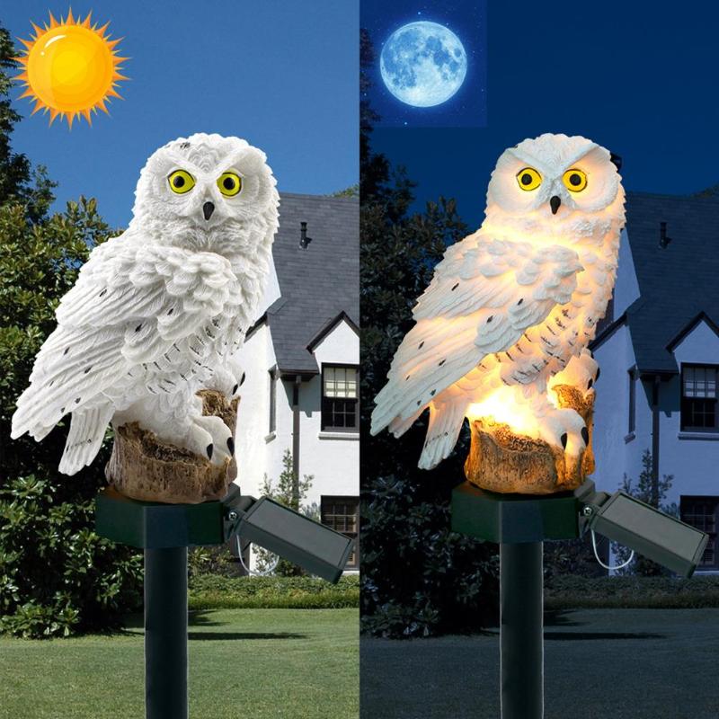 LED Garden Lights Solar Owl Shape Night Lights 2019 New Arrival Solar-Powered Lawn Lamp Home Garden Creative Solar Lamps - ebowsos