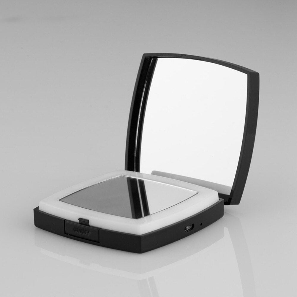 LED Makeup Mirror 10X Magnification Adjustable Folding Travel Mirror Compact Portable Women Makeup Mirror Cosmetic Application - ebowsos