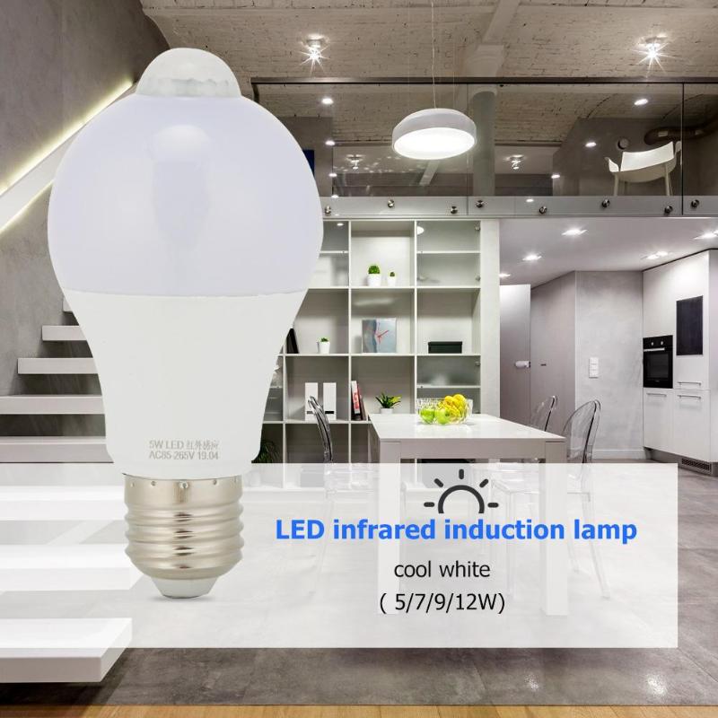 LED PIR Motion Sensor Lamp 5/7/9/12w AC85-265V Led Bulb Auto Smart Led PIR Infrared Light E27 Motion Sensor Light for Home - ebowsos