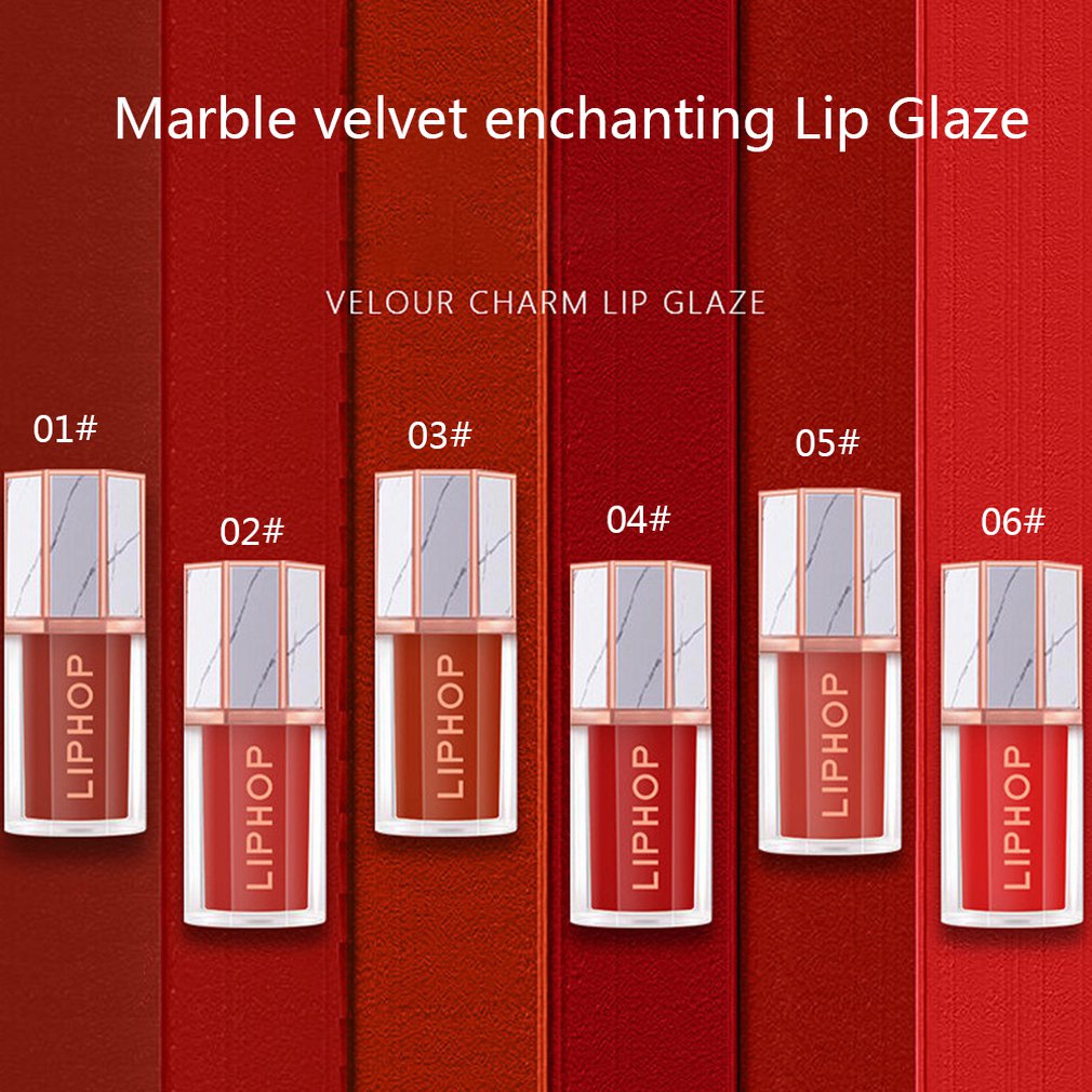 LIPHOP2001 Marble Matt Lip Glaze Lipstick Waterproof Moisturizing Fashion Magic Rouge Makeup for Women - ebowsos