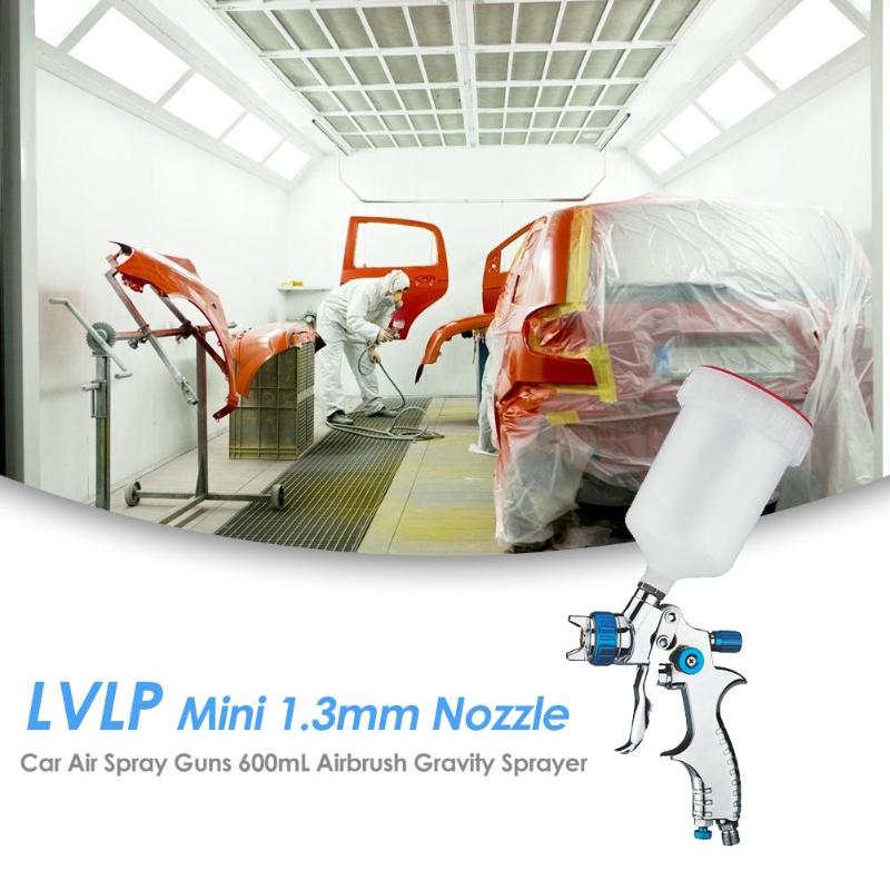 LVLP Mini 1.3mm Nozzle Car Air Spray Guns 600mL Airbrush Gravity Sprayer - ebowsos