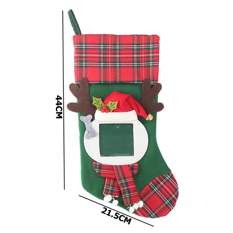 Large Christmas Candy Stocking Non-Woven Plaid Sugar Gift Bag Pouch Party Decor Large Internal Capacity Rope Pulling Control - ebowsos