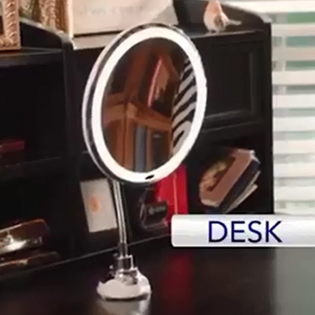 Led Makeup Mirror With Light Folding Double Wall Mount Vanity Mirror 10x Touch Dimming Mirrors Suction Design - ebowsos