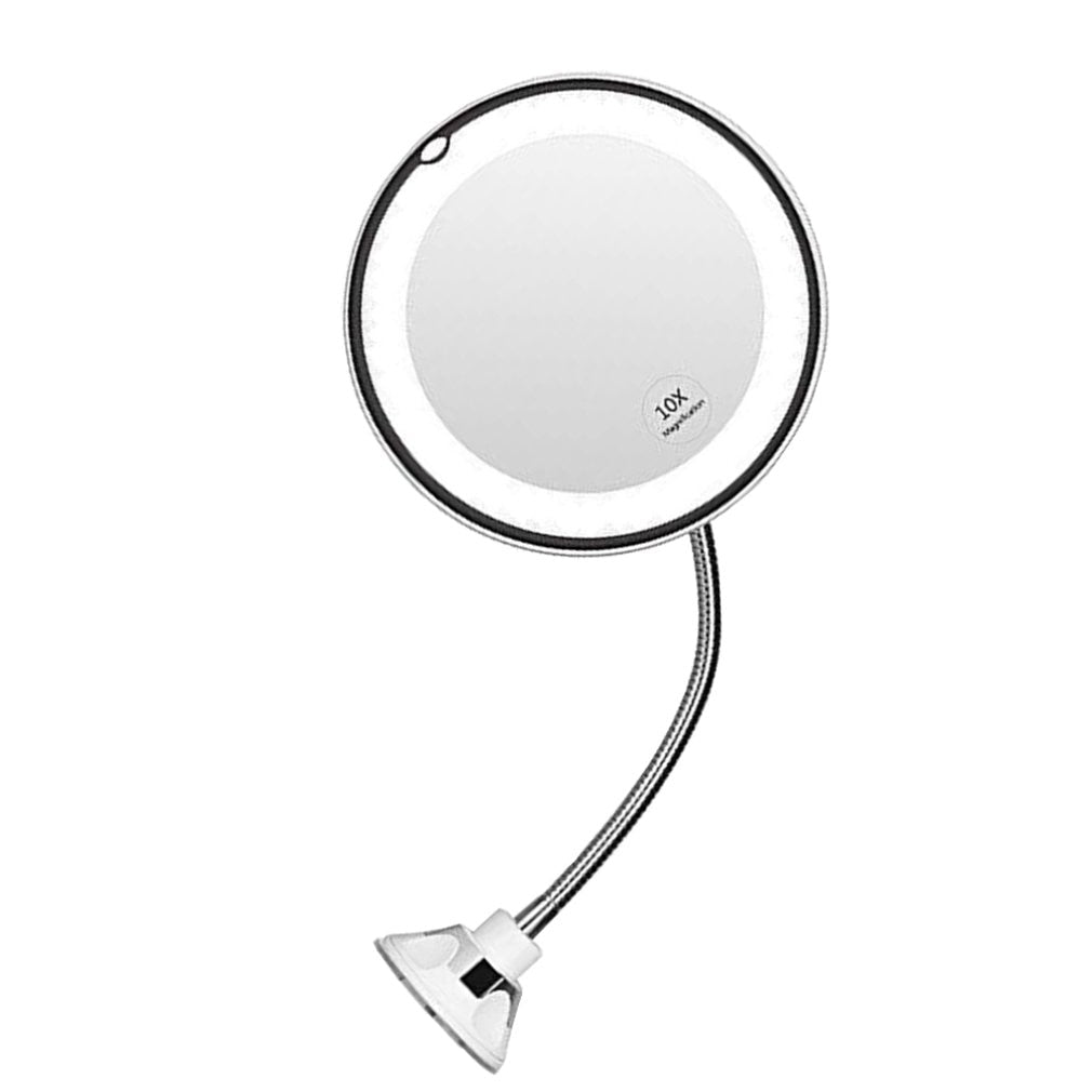 Led Makeup Mirror With Light Folding Double Wall Mount Vanity Mirror 10x Touch Dimming Mirrors Suction Design - ebowsos