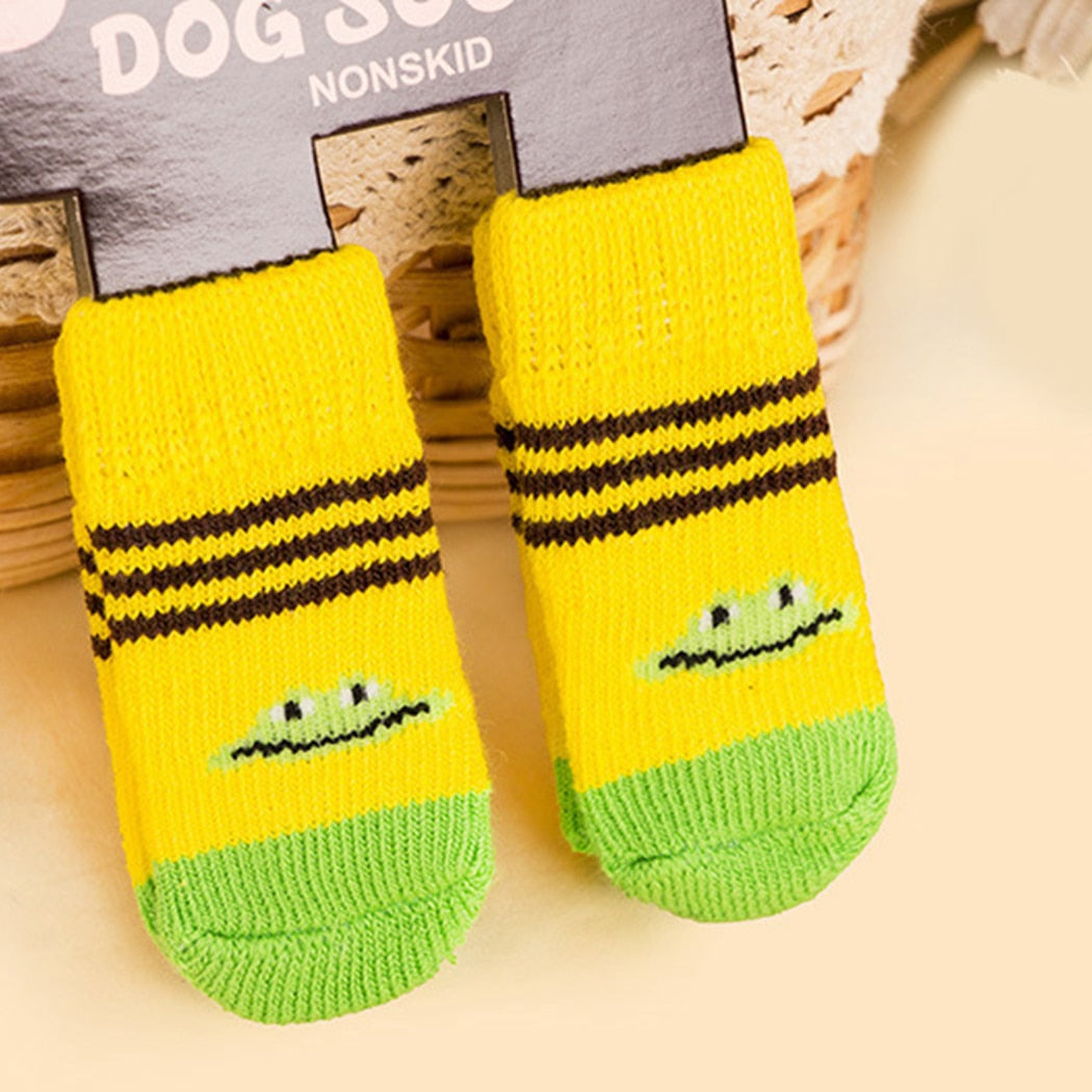 12Pcs 6 Pairs Dog Socks Creative Cute Printing Non-Slip Cotton Protective Dog Shoes Puppy Socks Pet Socks Pet Supplies-ebowsos