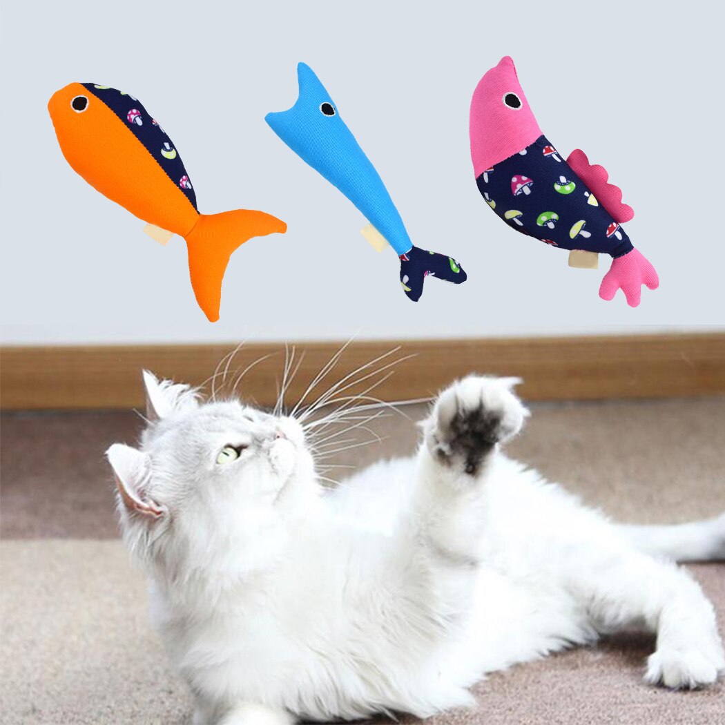 1pc Cat Interactive Toys Creative Fish Shape Bite-Resistant Pet Bite Toy Pet Squeaky Toy For Cat Pet Training Supplies-ebowsos