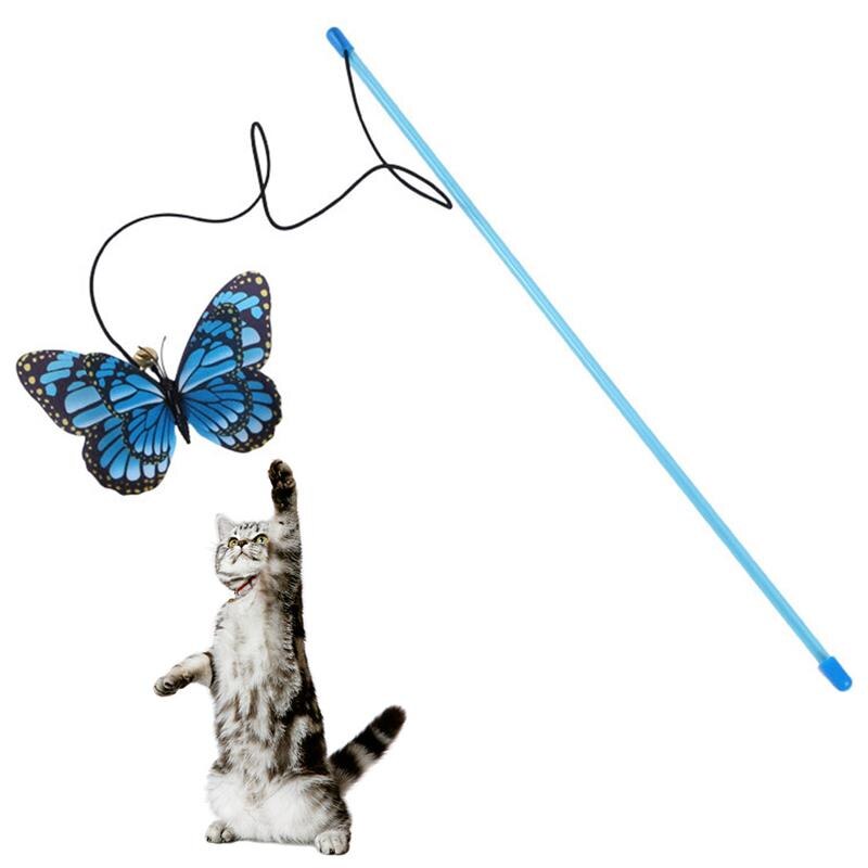 1pc Cat Teaser Wand Creative Funny Butterfly Decor Cat Teaser Toy Cat Training Toy Pet Supplies Cat Favors-ebowsos