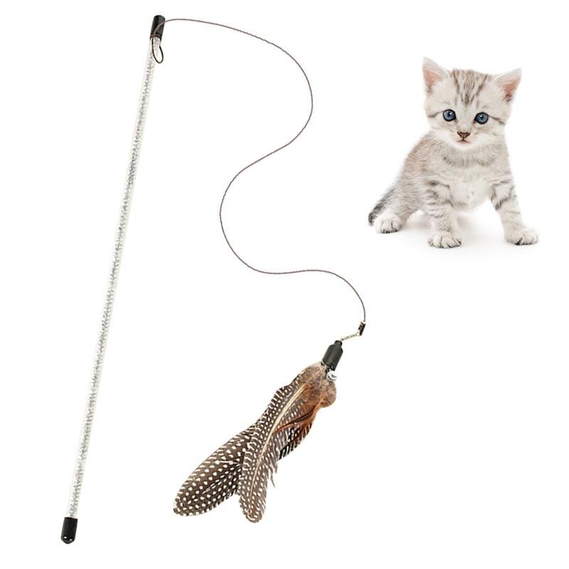 1pc Cat Teaser Wand Fake Feather Bell Decor Cat Interactive Toy Cat Training Toy Pet Supplies Cat Favors-ebowsos