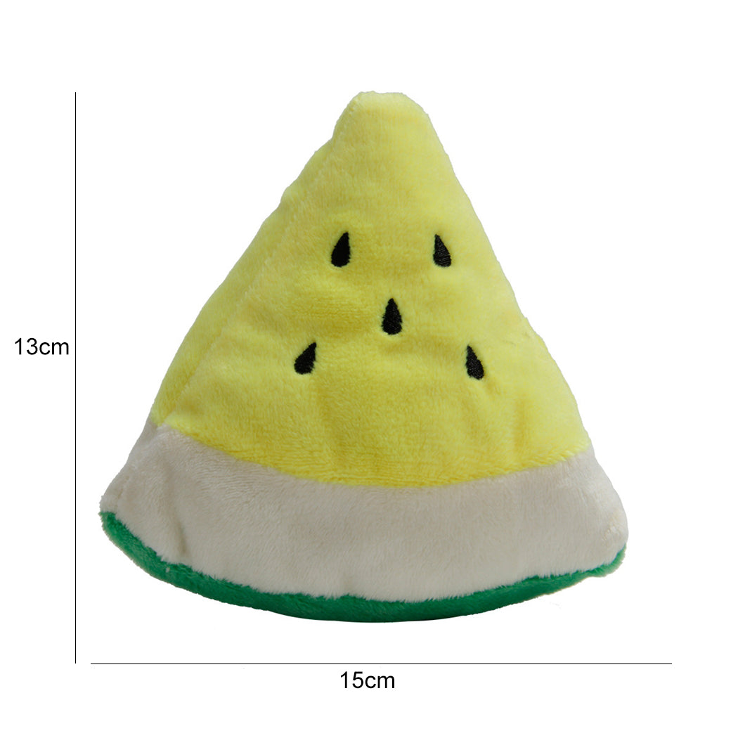 1pc Funny Pet Toys Interactive Cute Watermelon Fruit Shape Dog Squeaky Toy Dog Plush Toy Pet Supplies-ebowsos
