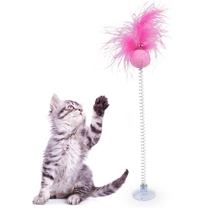 1pc Solid Color Cat Toy Funny Creative Interactive Fake Feather Bell Decor Cat Kitten Toy Pet Supplies Cat Favors-ebowsos
