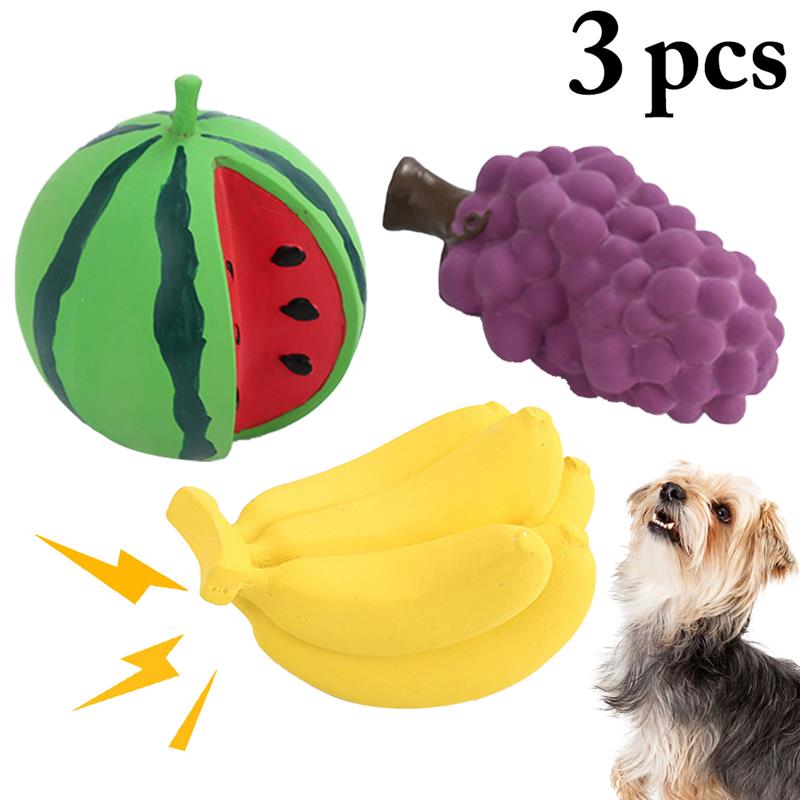 3pcs/set Pet Bite Toys Creative Faux Fruit Shape Latex Pet Chew Toy Pet Sound Toy Pet Supplies Cat Dog Favors-ebowsos