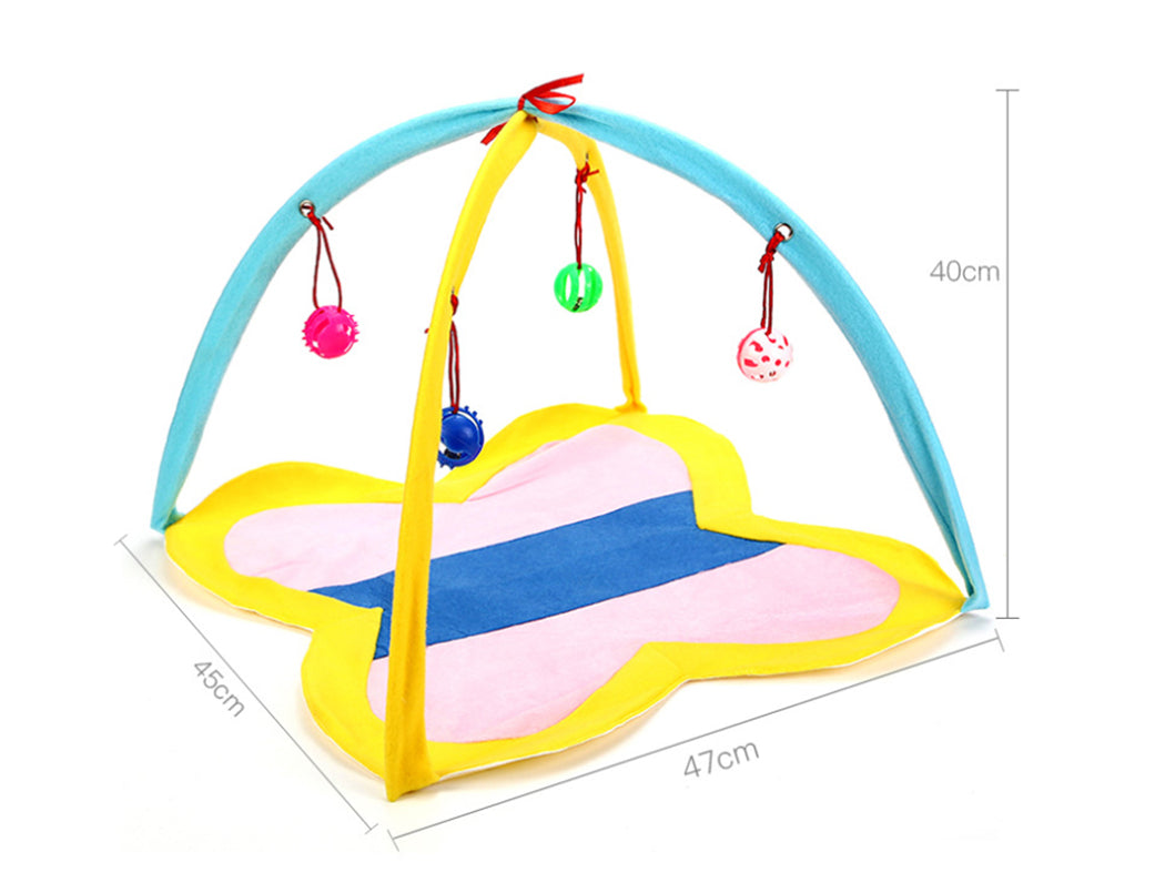Cat Toys Cat Tent Folding Portable Cat Activity Center Cat Play Mat With Hanging Toy Pet Interaction Training Supplies-ebowsos