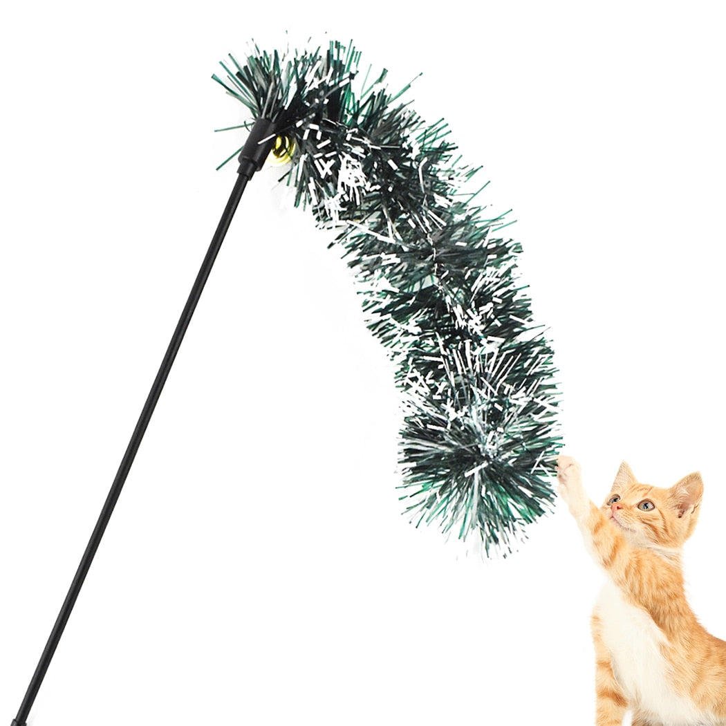 Creative Sequin Cat Teaser Wand Funny Cat Teaser Toy Cat Interactive Toy For Christmas Pet Supplies-ebowsos