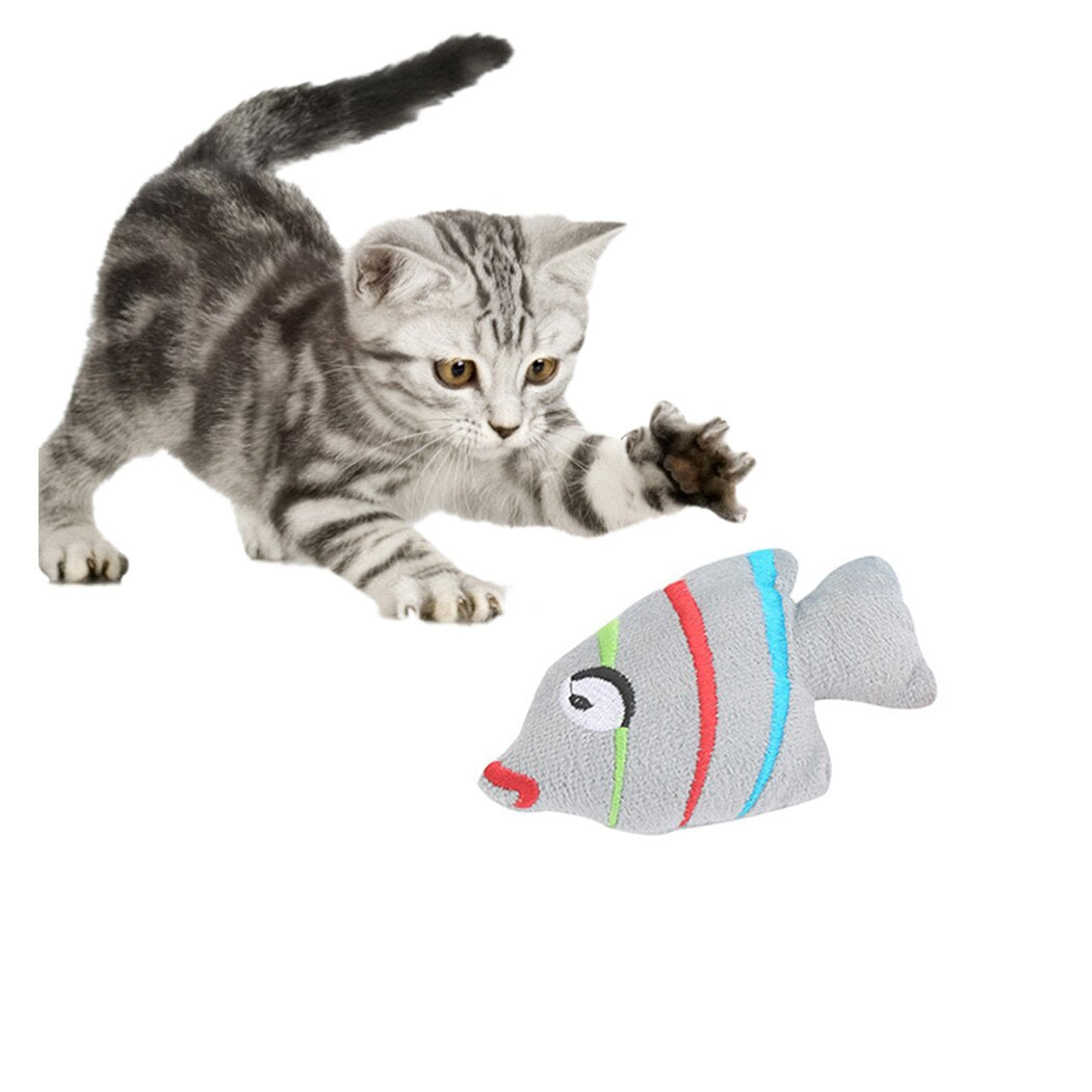 Funny Cat Toys Pet Chew Toy Creative Plush Fish Shape Cat Bite Toy Pet Chew Toy Catnip Toy Pet Interactive Supplies-ebowsos