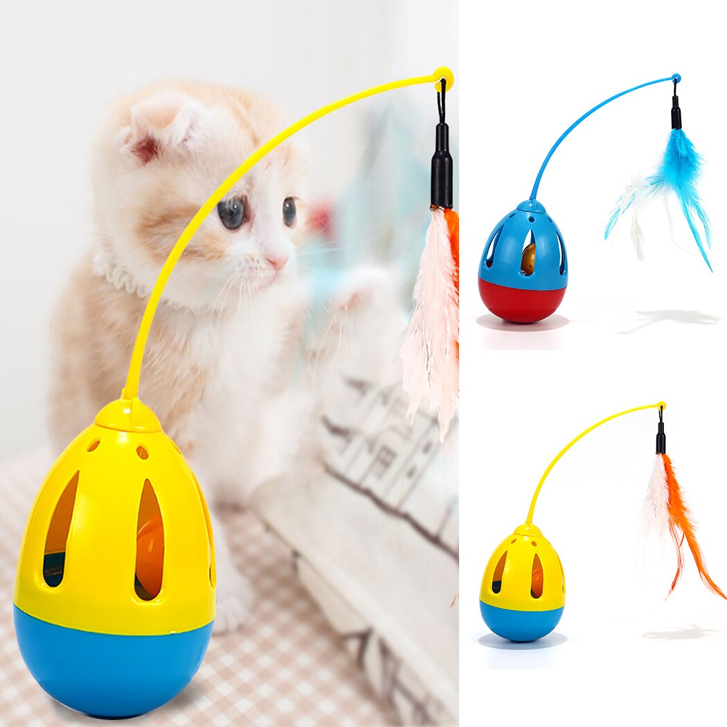 Funny Pet Toy Interactive Tumbler Cat Feather Toy Cat Teaser Toys Cat Training Toys Pet Supplies For Cat Dog-ebowsos