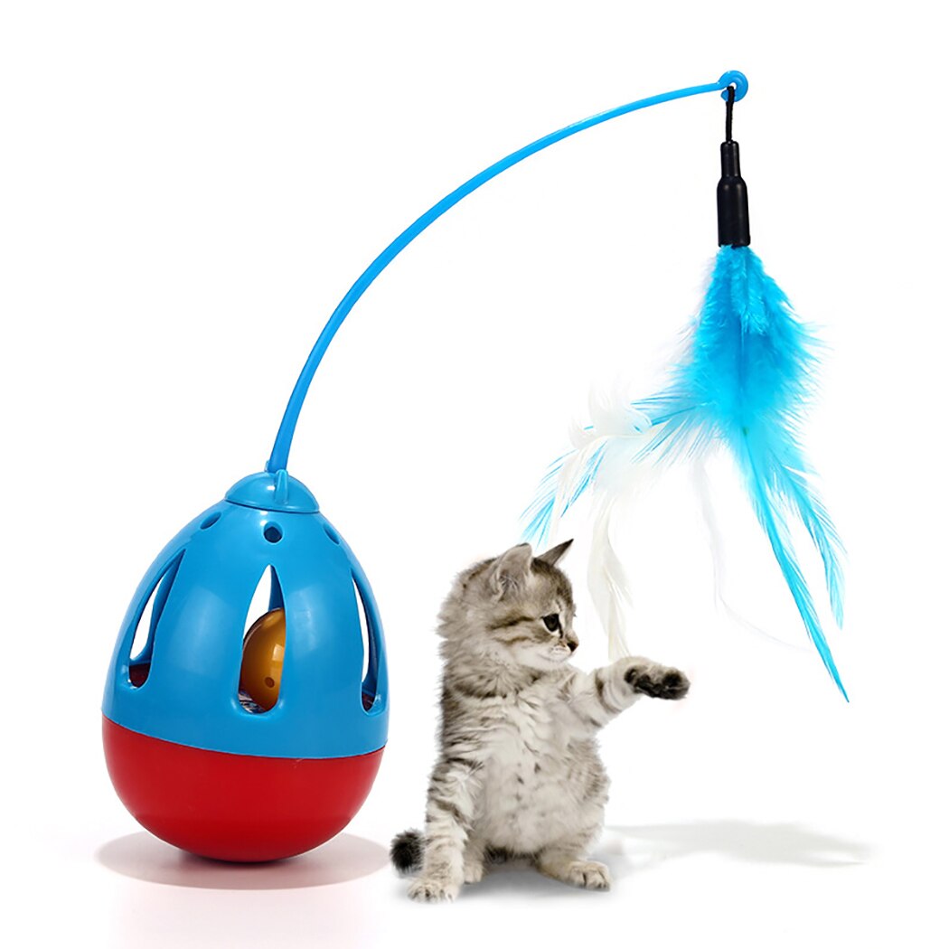 Funny Pet Toy Interactive Tumbler Cat Feather Toy Cat Teaser Toys Cat Training Toys Pet Supplies For Cat Dog-ebowsos