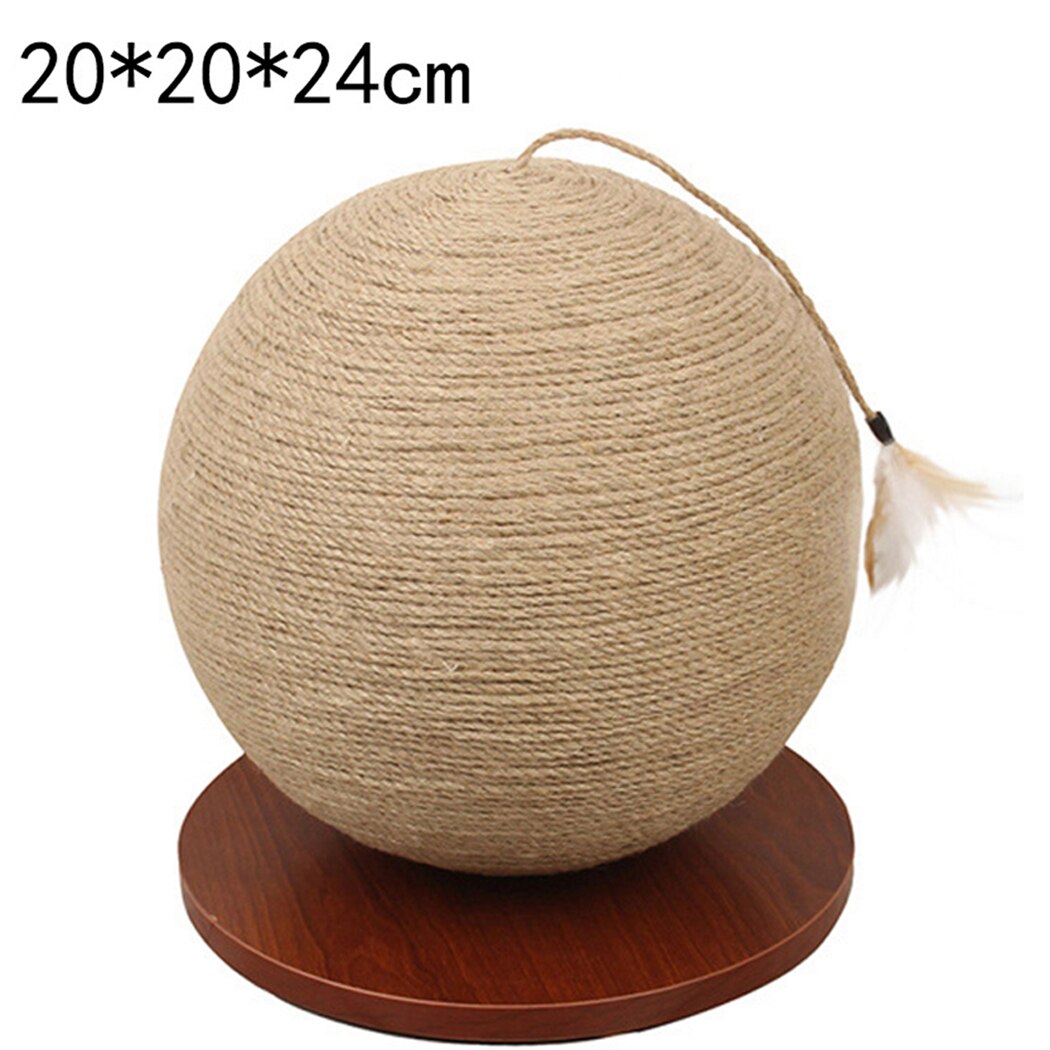 Pet Toys Creative Natural Sisal Ball Feather Decor Cat Scratching Toy Pet Toy For Cat Pet Training Supplies-ebowsos
