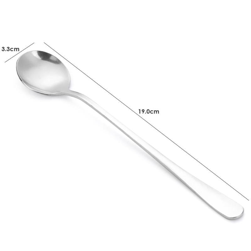 Long Handle Stainless Steel Ice Spoon Coffee Tea Spoons Kitchen Tableware High Quality Daily Home Life Outdoor Picnic Tool - ebowsos