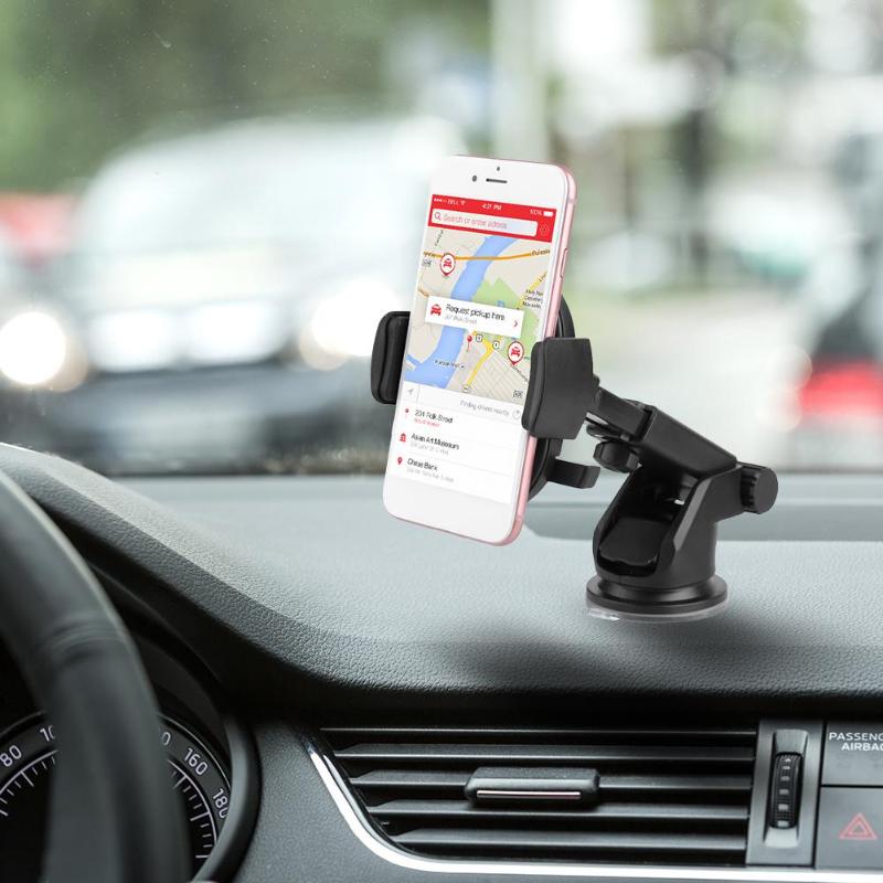 Long Neck One Touch Car Phone Mount Holder Dashboard Suction Cup Clamp Stand Bracket for iPhone Samsung High Quality Holder - ebowsos