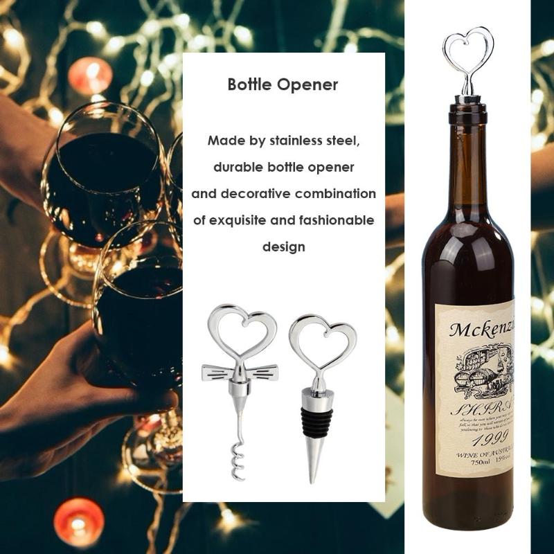 Love Heart Corkscrew Wine Bottle Opener New Excellent Durable Stainless Steel Wedding Souvenirs Gifts for Party Guests - ebowsos