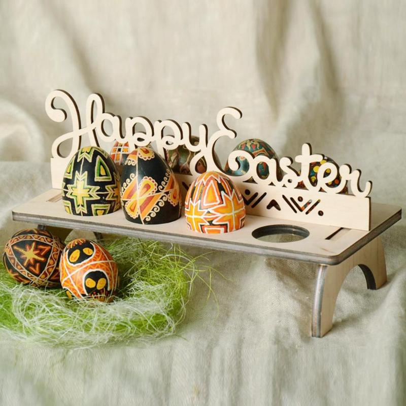 Lovely Easter Egg Rack Shelf DIY Wooden Letters Festival Easter Egg Tray - ebowsos