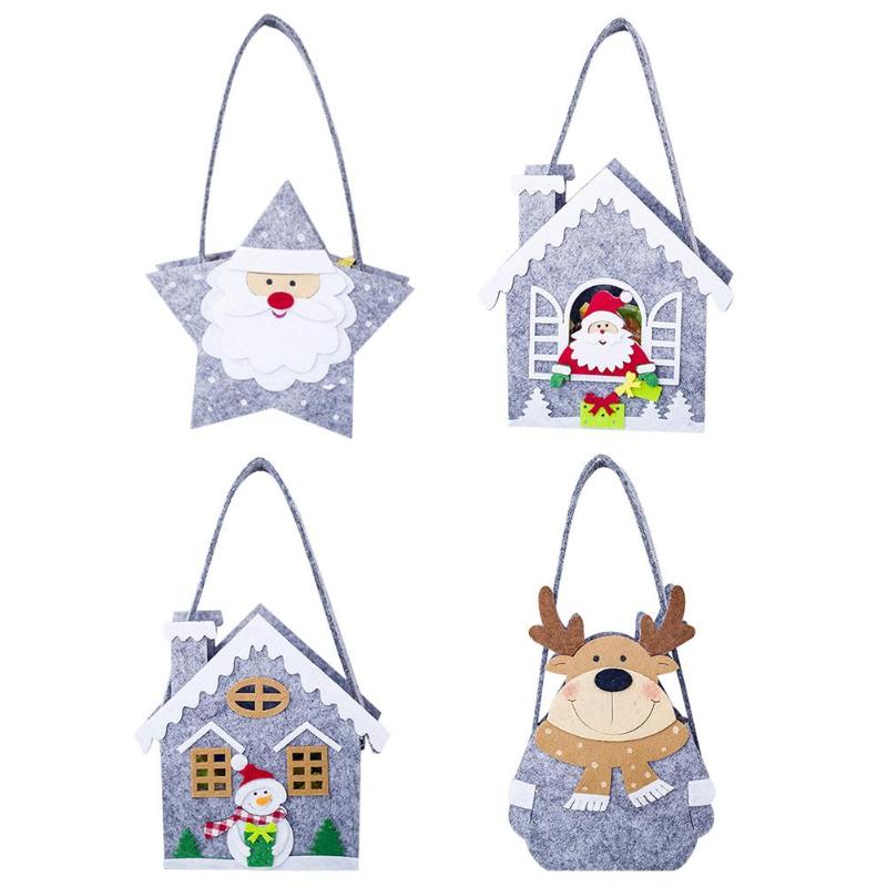 Lovely Felt Cartoon Candy Gift Handbag Large Capacity Apple Bag Multi-patterned Applique Merry Christmas Supplies Children Gift - ebowsos