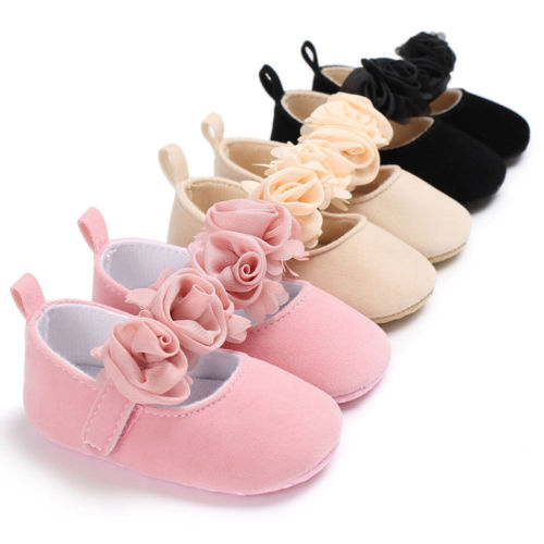 Lovely Floral Baby Newborn Toddler Girl Crib Shoes Pram Soft Sole Prewalker Anti-slip Baby Shoes 0-18M - ebowsos