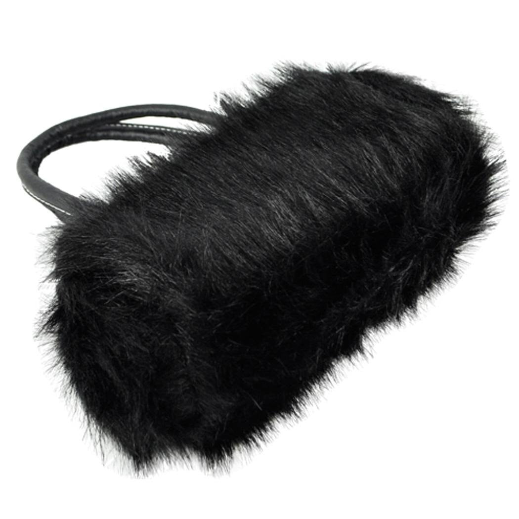 Lovely Fur Leather Handbag Shoulder Bag Winter Black - ebowsos