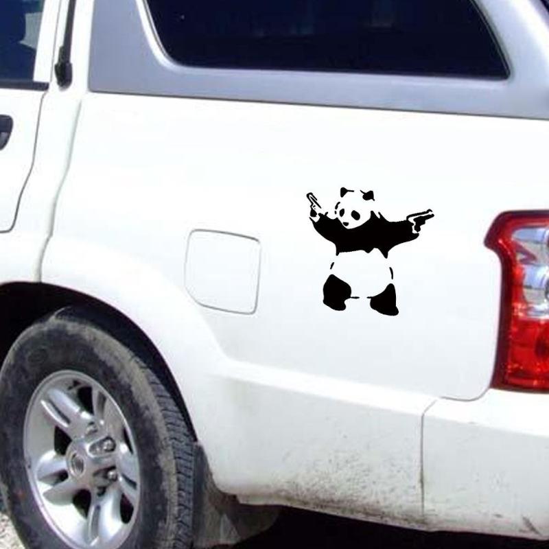 Lovely Panda with Two Guns 3D Car Truck Window Reflective Funny Cute Animal Sticker Decal Auto Decoration Accessories Promotion - ebowsos