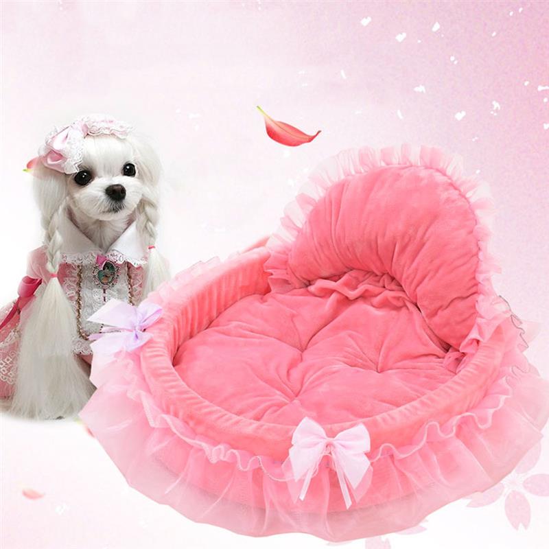 Luxury Lace Pet Bed To Improve Sleep Comfortable Pet Princess Cat Kitty Sofa Warm Dog Mattress Circular Pet Bed-ebowsos