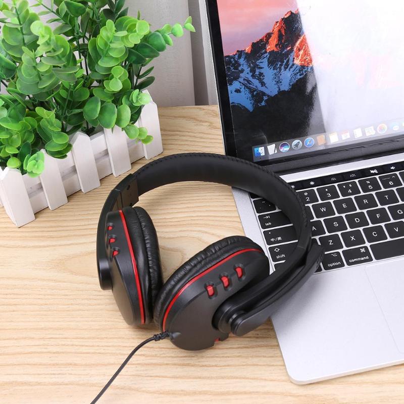 Luxury Leather Gaming Stereo 3.5mm Wired Headset Headphone Over-Ear Earphone with Microphone for PS4 Game Headset New Arrival - ebowsos