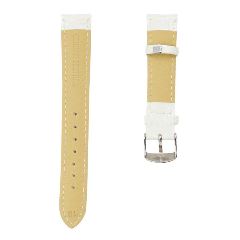 Man and Woman White Stainless Steel Leather Strap Buckle Clasp Watchbands - ebowsos
