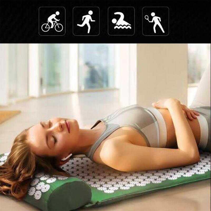Massager Acupuncture Massage Yoga Mat Acupressure Relieve Stress Back Body Pain Spike Mat Massage Yoga Mat with Pillow-ebowsos
