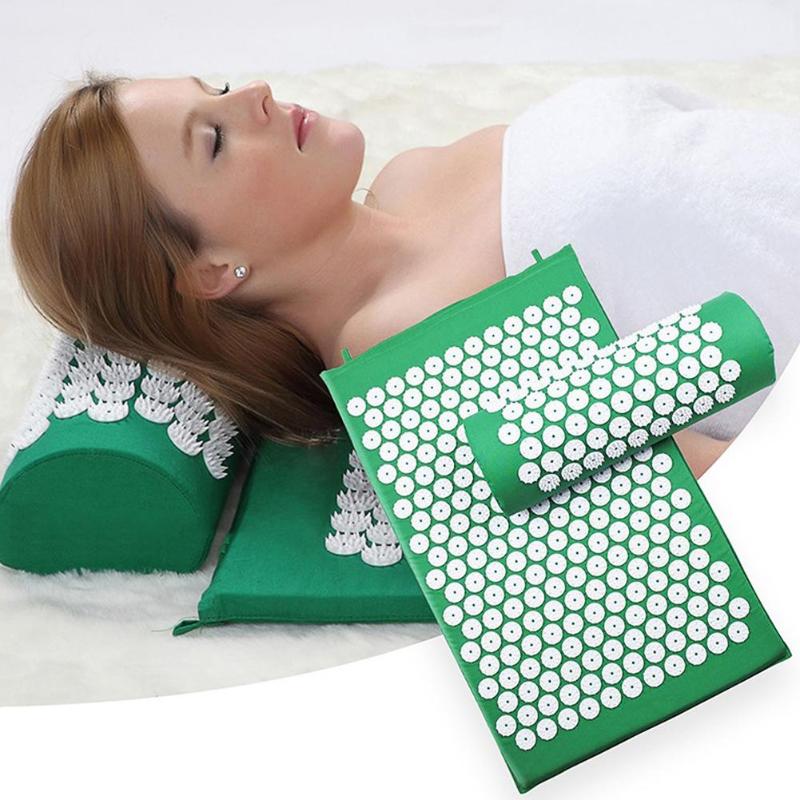 Massager Acupuncture Massage Yoga Mat Acupressure Relieve Stress Back Body Pain Spike Mat Massage Yoga Mat with Pillow-ebowsos