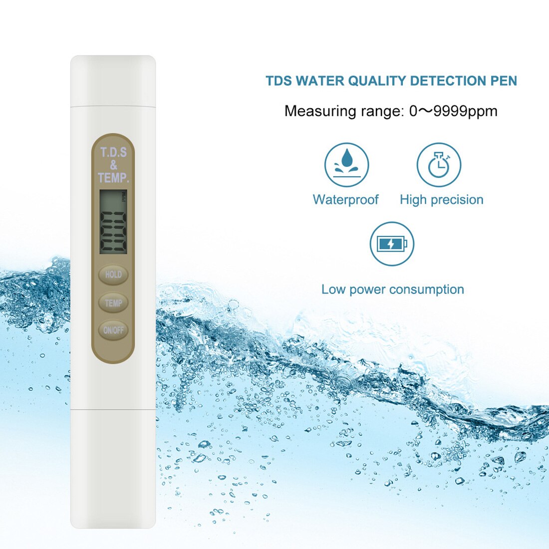Measuring Instrument PH Tester TDS Water Quality Test Pen Purity Test Tool For Drinking Tank 0-9999/0.001 - ebowsos