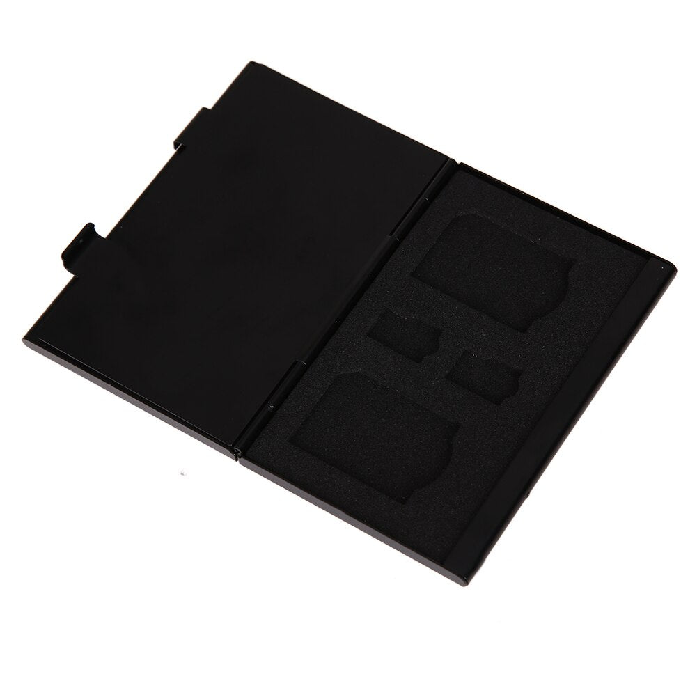 Memory Card Storage Case Box Black Aluminum 5SD+ 2TF Micro SD Cards Pin Memory Card Storage Box Case Holder Protector - ebowsos
