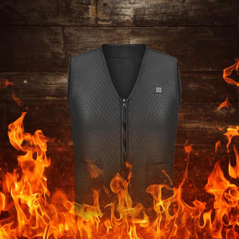 Men Women Heated Thermal Vest USB Electric Outdoor Infrared Heating Thermal Clothing Waistcoat Work Sports Heating Clothes-ebowsos