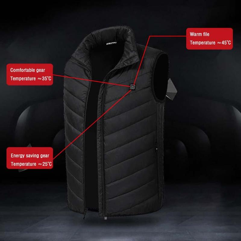 Men Women Outdoor USB Infrared Heating Vest Jacket Winter Flexible Electric Thermal Clothing Waistcoat Fishing Hiking-ebowsos