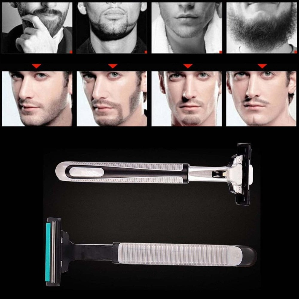 Men's Manual Razor Double Layer Razor 1 Knife Holder 30 Cutter Head men beard removal hair remove - ebowsos