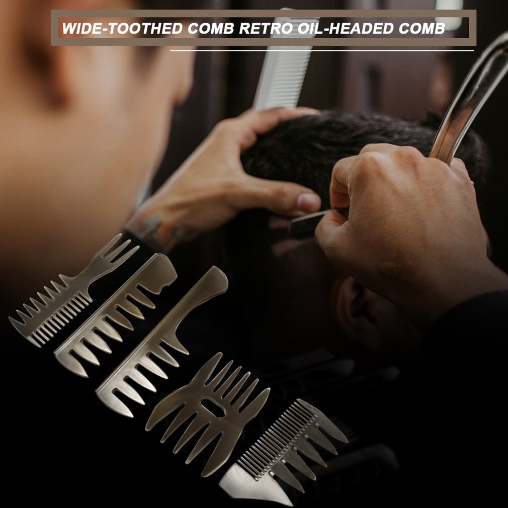 Men's Professional Hair Styling Comb Aircraft Head Big Back Wide Tooth Comb Retro Oil Head Comb Oil Head Tool - ebowsos