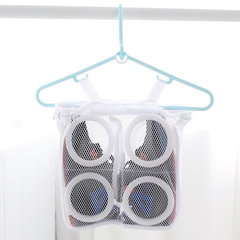 Mesh Laundry Shoes Bags Dry Shoe Organizer Portable Washing Bags Sanitary Nylon Three-dimensional Square Type Home Accessories - ebowsos