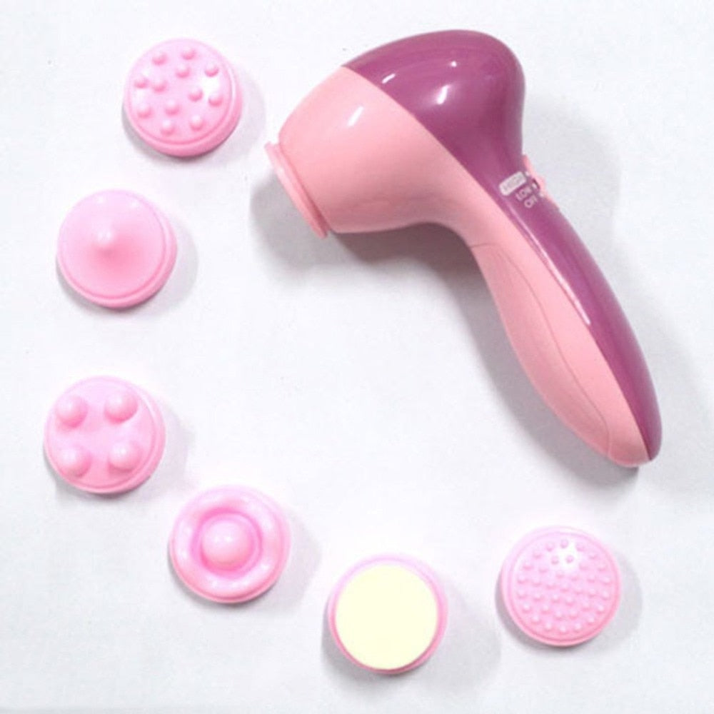 Messager 6-in-1 Facial Beauty Instrument Tools Face Washing Vibration Massage Beauty with Lotus Massage Head - ebowsos